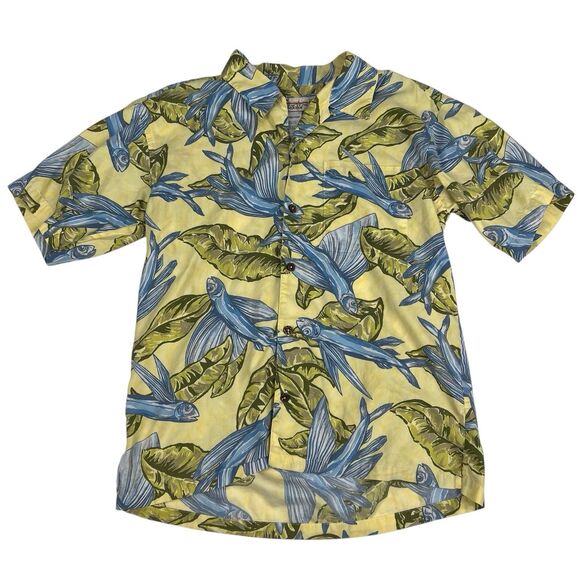 Patagonia Pataloha Men's Limited Hawaiian Fish Blue Yellow Print Shirt Medium - Picture 2 of 11